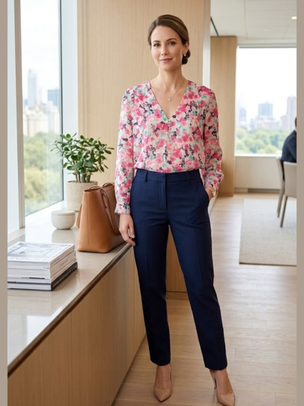 JOIE Pink Floral Silk V-Neck Blouse Womens S Office Old Money Career Chic Preppy